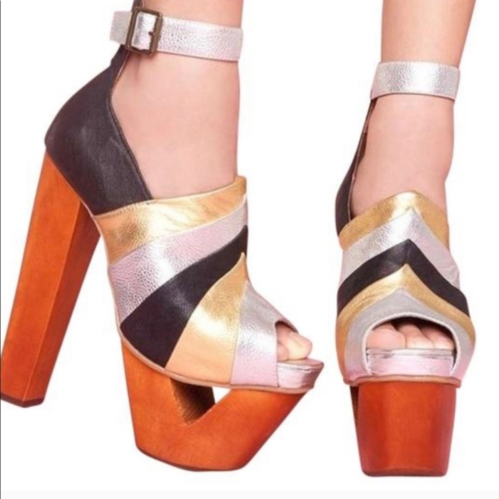 Jeffrey Campbell “Pauline DISCO” Gold Heels